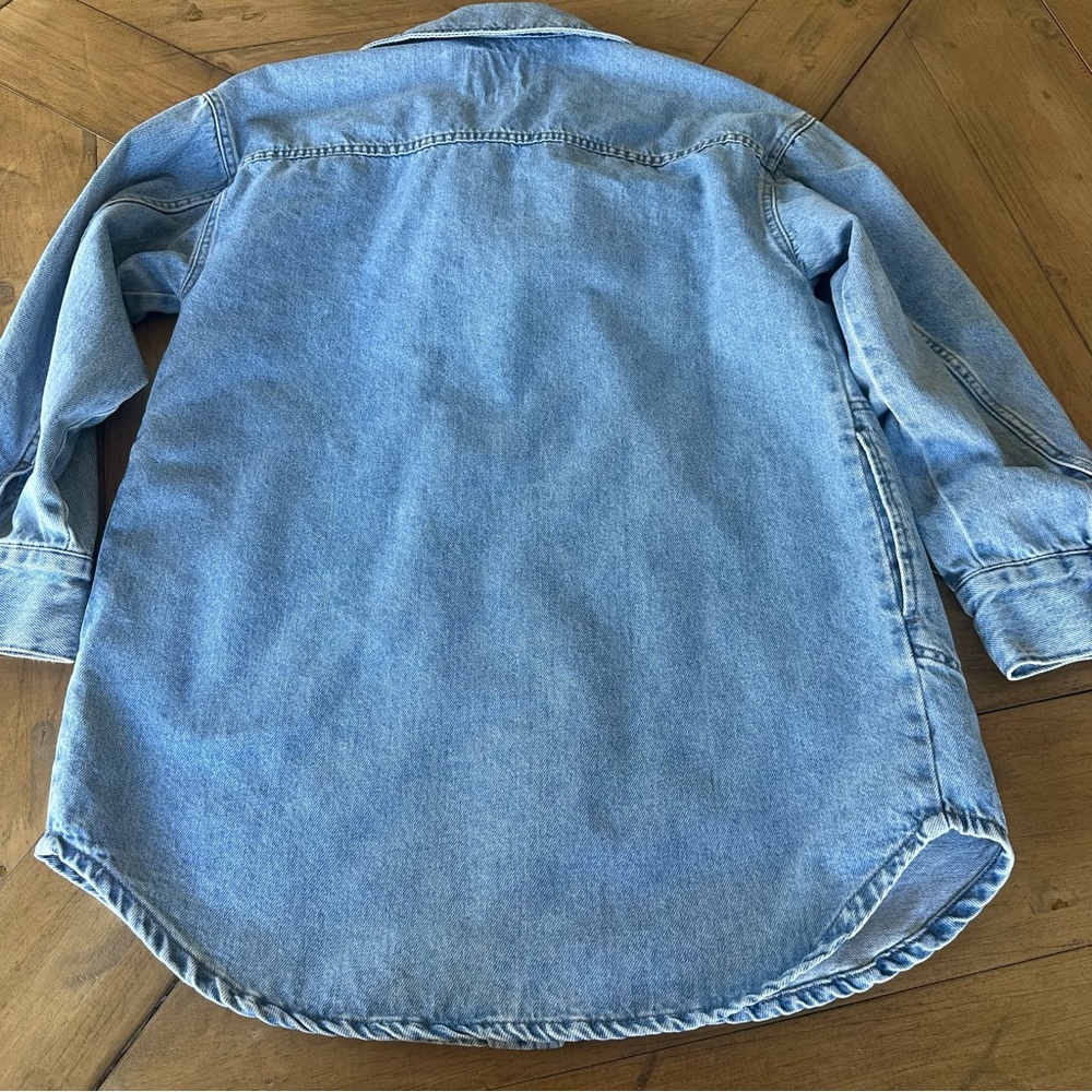 Pilcro Anthropologie The Tillie Relaxed Denim Shacket Jacket Womens XS Pockets - Picture 4 of 9